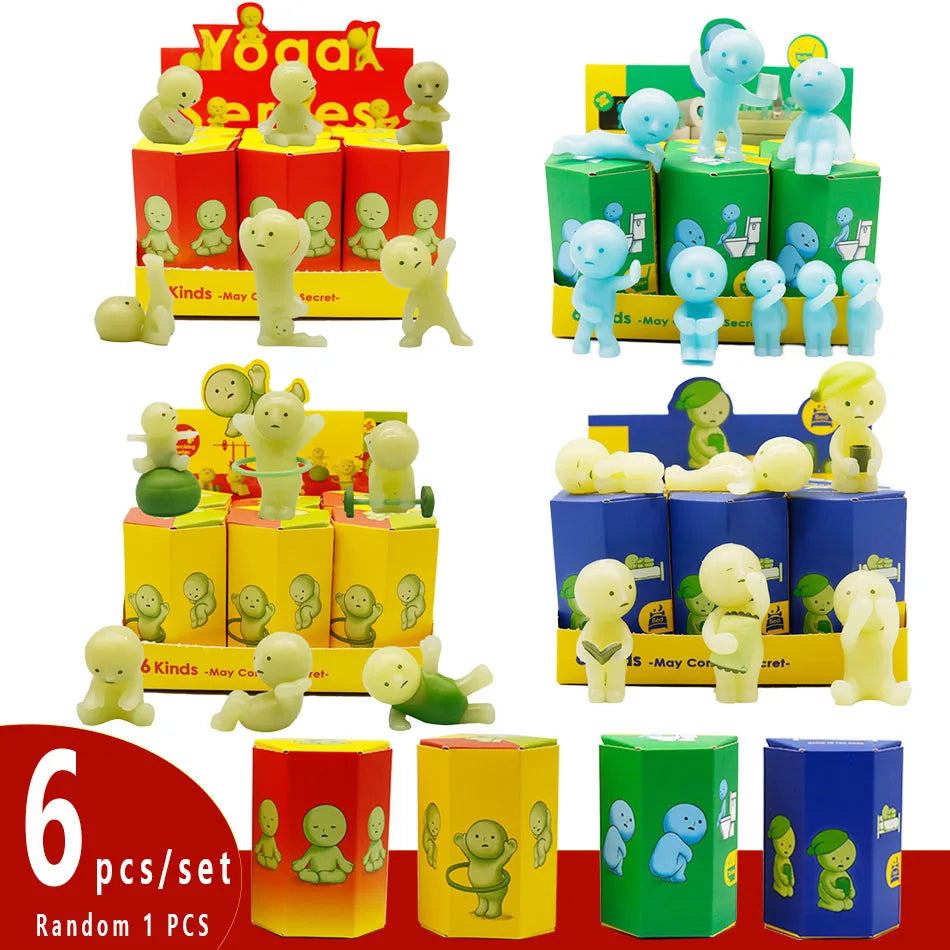 Glow-in-the-Dark Smiski Mystery Blind Box Figures - Collectible Anime Vinyl Toys