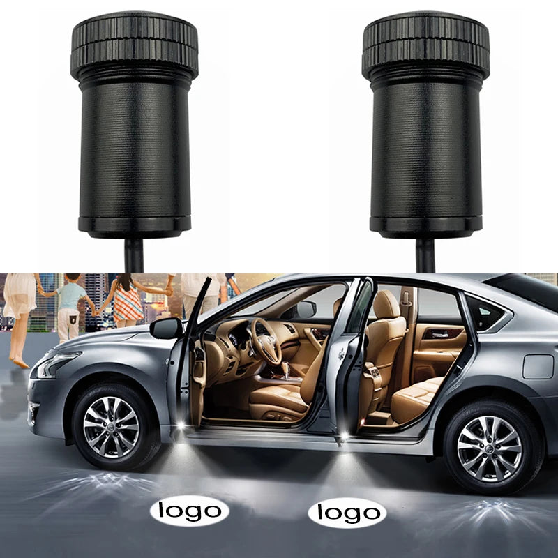 Universal LED Car Door Welcome Lights – Logo Projector Step Lights (2-Piece Kit)