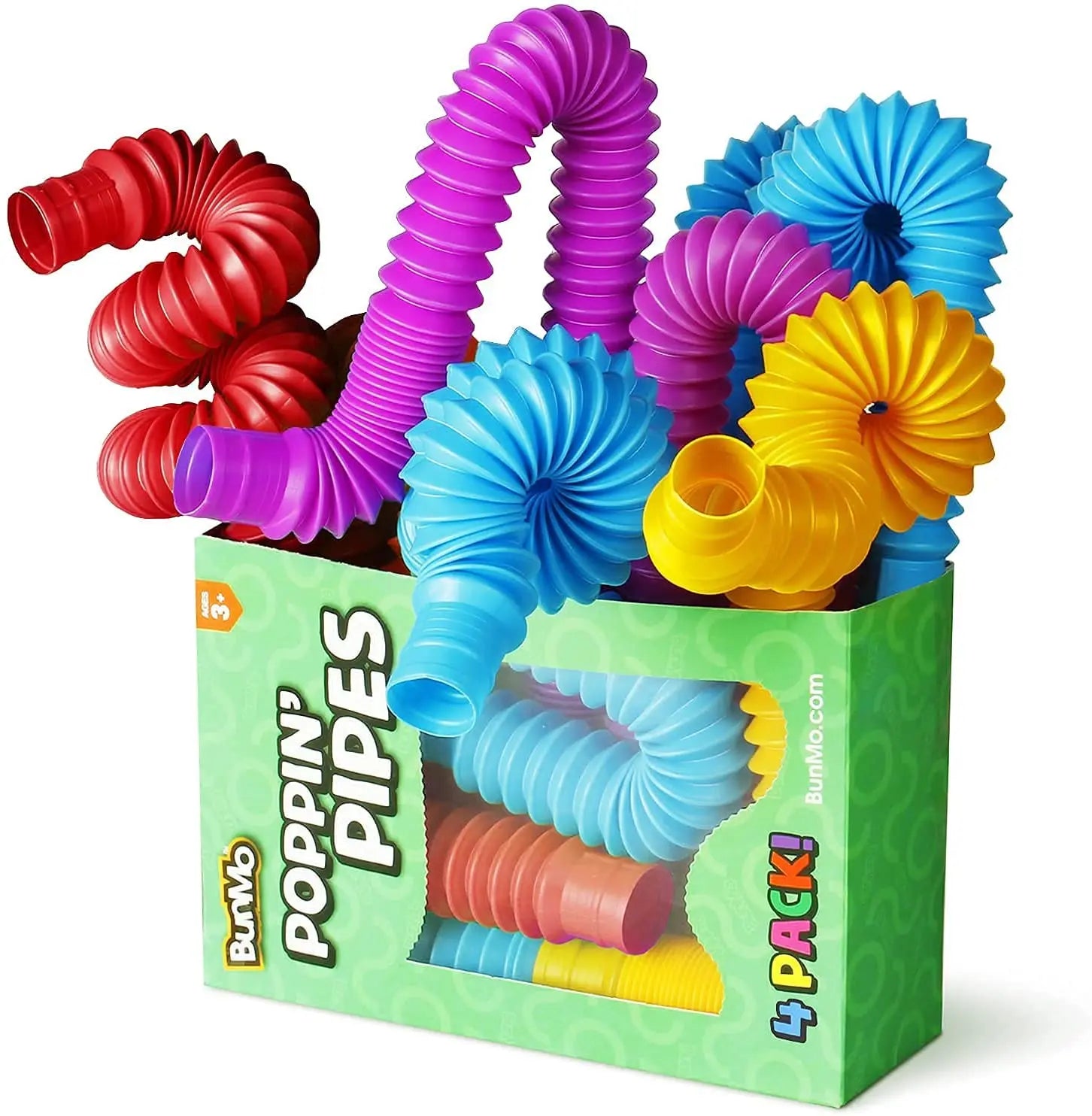 4-Pack Sensory Pop Tubes - Fidget Toys for Stress Relief & Focus (ADHD/Autism Friendly)