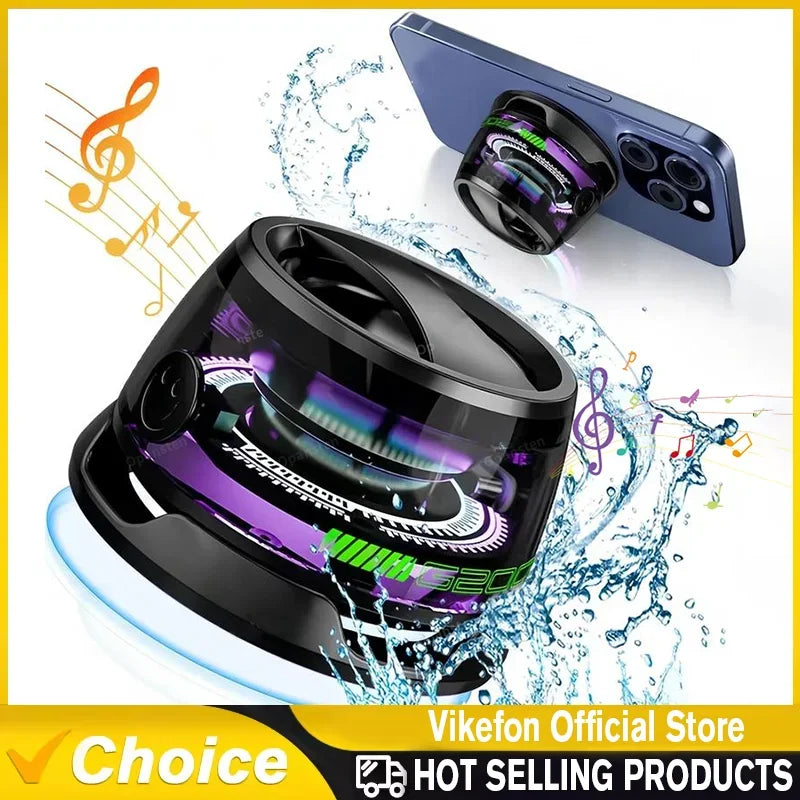 Mini Bluetooth Speaker with Magnetic Mount and RGB Lights