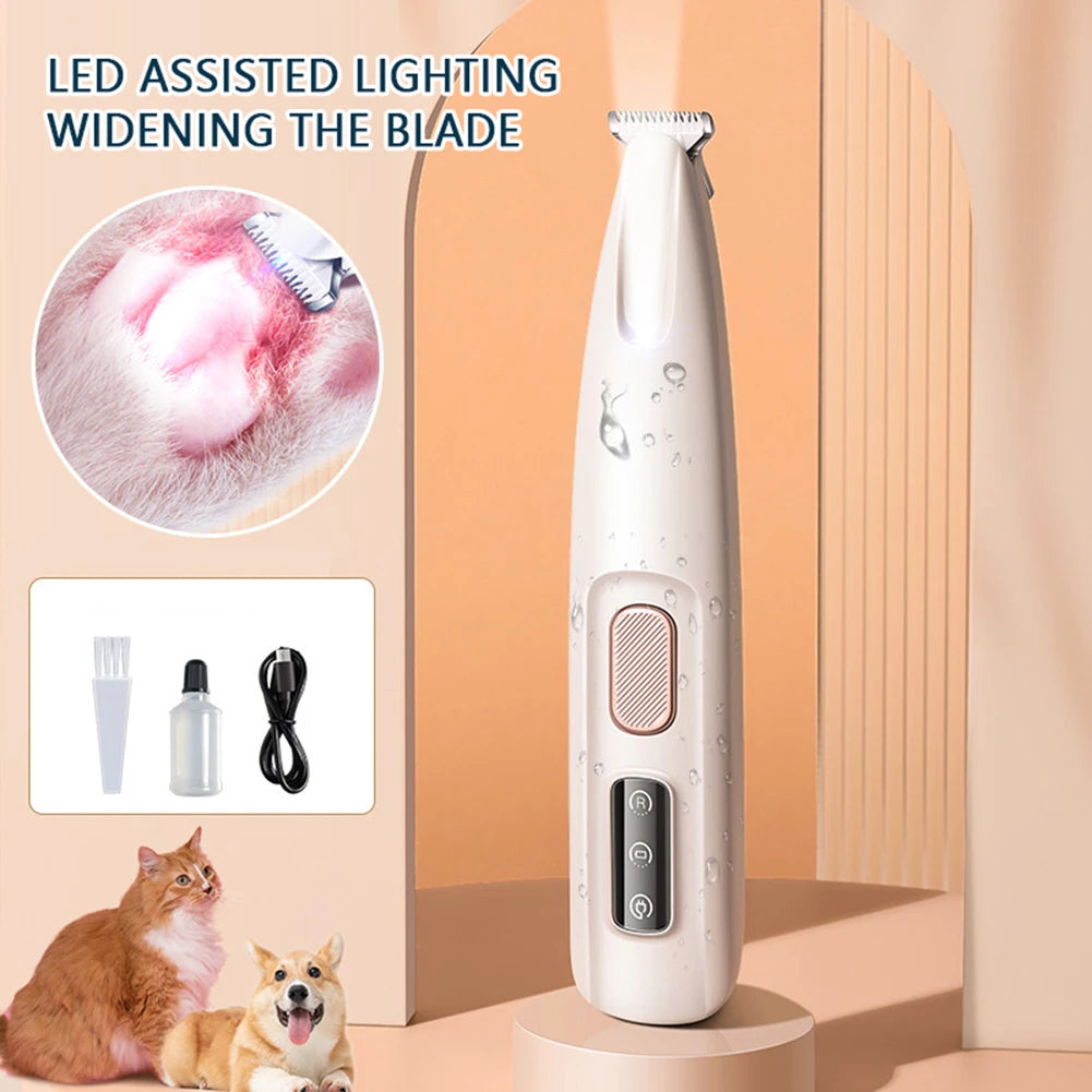 Rechargeable Pet Nail Grinder with LED Light - Quiet Paw Trimmer for Dogs & Cats