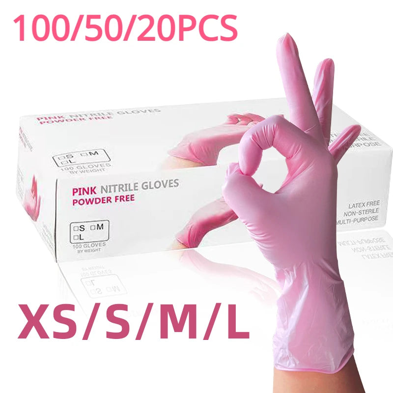 Disposable Nitrile Gloves – Light Pink, Latex-Free for Cooking & Cleaning (100-Pack)