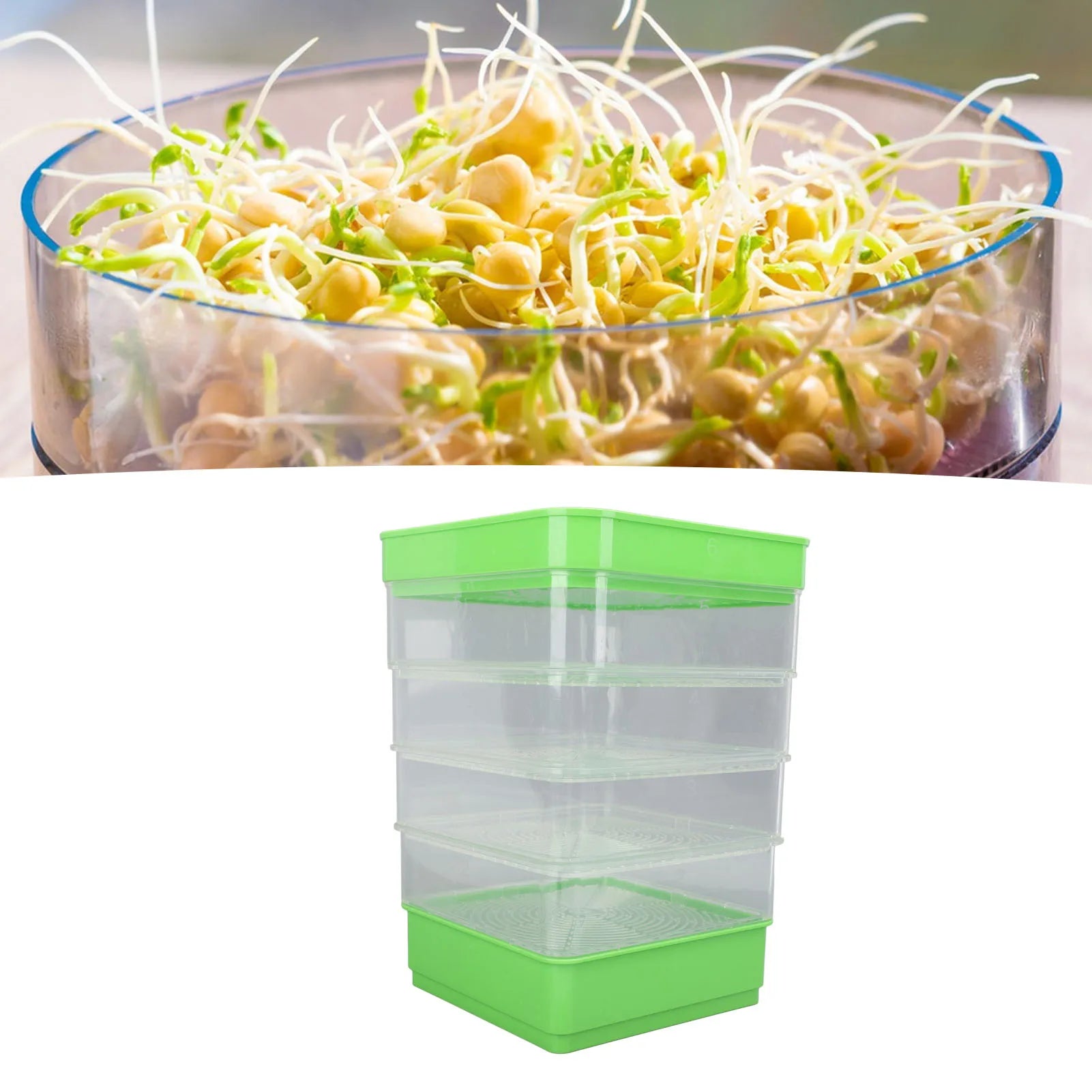 4-Tier Stackable Sprouter Kit - Space-Saving Microgreens & Sprout Growing Tray Set