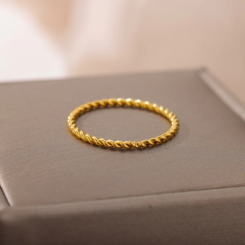 Elegant Stainless Steel Wedding Band – Minimalist Pave-Set Ring for Women