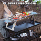Parrilla de barbacoa plegable de acero inoxidable: parrilla de carbón portátil sin humo para el hogar y el exterior