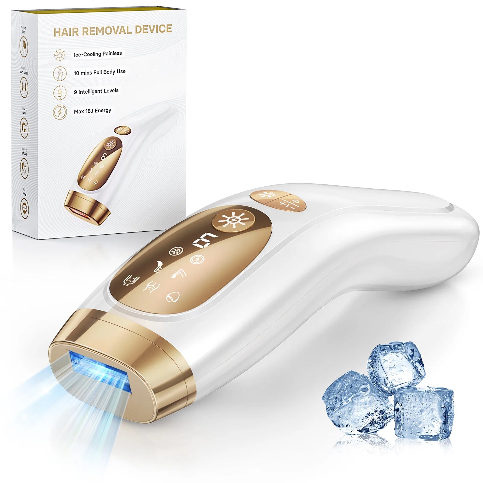 Ice Cooling IPL Hair Removal Device – Permanent Painless Laser Hair Remover for Women & Men