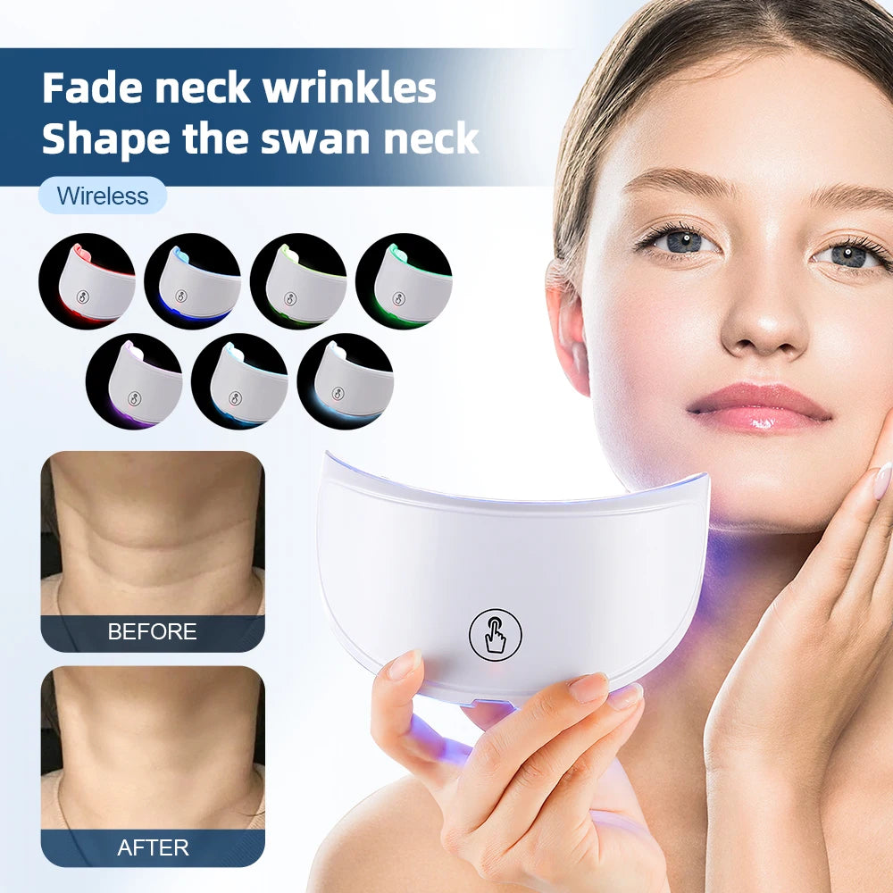 LED Neck Mask for Wrinkle Reduction, Skin Tightening & Anti-Aging Therapy