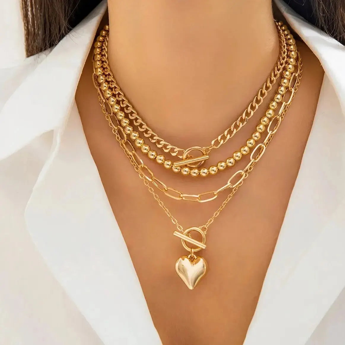 Collar con colgante de corazón estilo punk: accesorio de moda de moda para mujeres