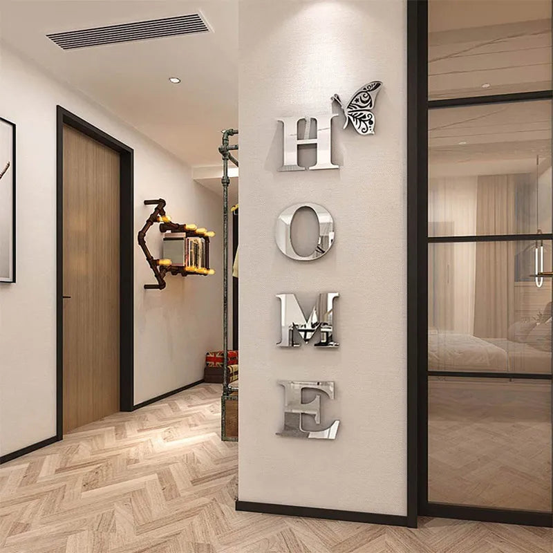3D Acrylic DIY Mirror Wall Sticker – Stylish Home Décor with Inspirational Lettering