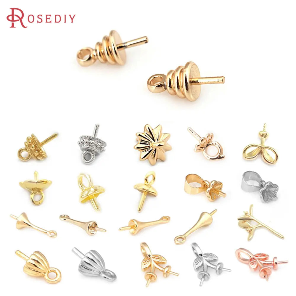 Elegantes tapones para cuentas con medio orificio de platino y oro de 18 quilates: suministros prémium para hacer joyas