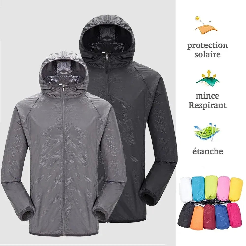 Waterproof Camping Rain Jacket for Men & Women – Quick-Dry Sun Protection Windbreaker for Fishing & Hunting