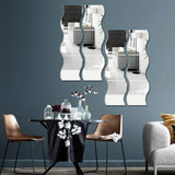 3D Wave Mirror Wall Stickers – Modern Self-Adhesive Home Décor