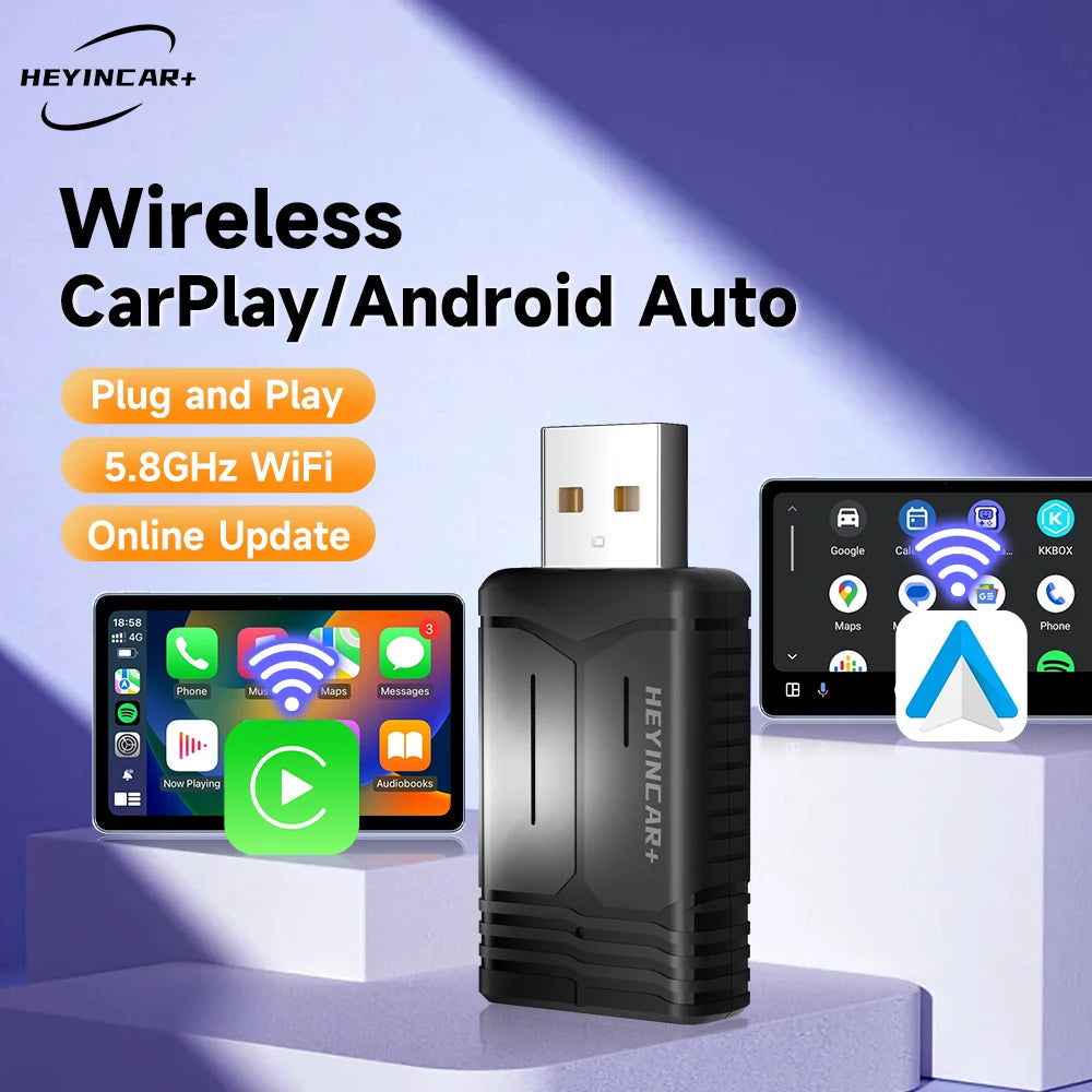 2-in-1 Wireless CarPlay & Android Auto Adapter - Dual-Band WiFi for Seamless Connectivity