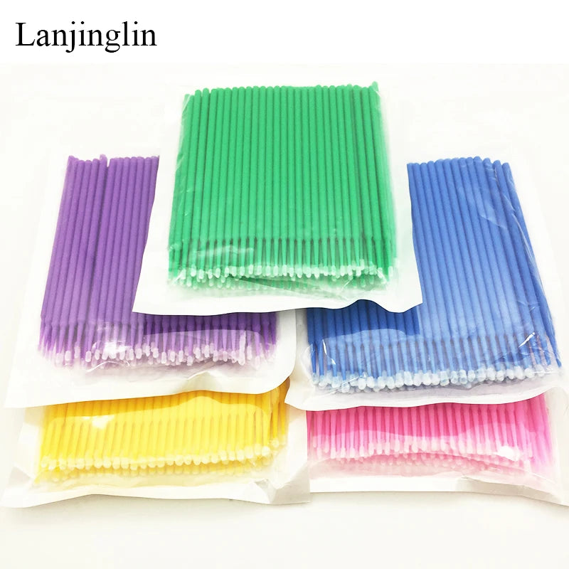 100PCS Disposable Micro Brushes – Precision Eyelash & Makeup Applicators