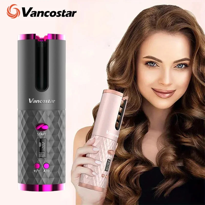 Wireless Automatic Hair Curler with Adjustable Heat & Timer Settings