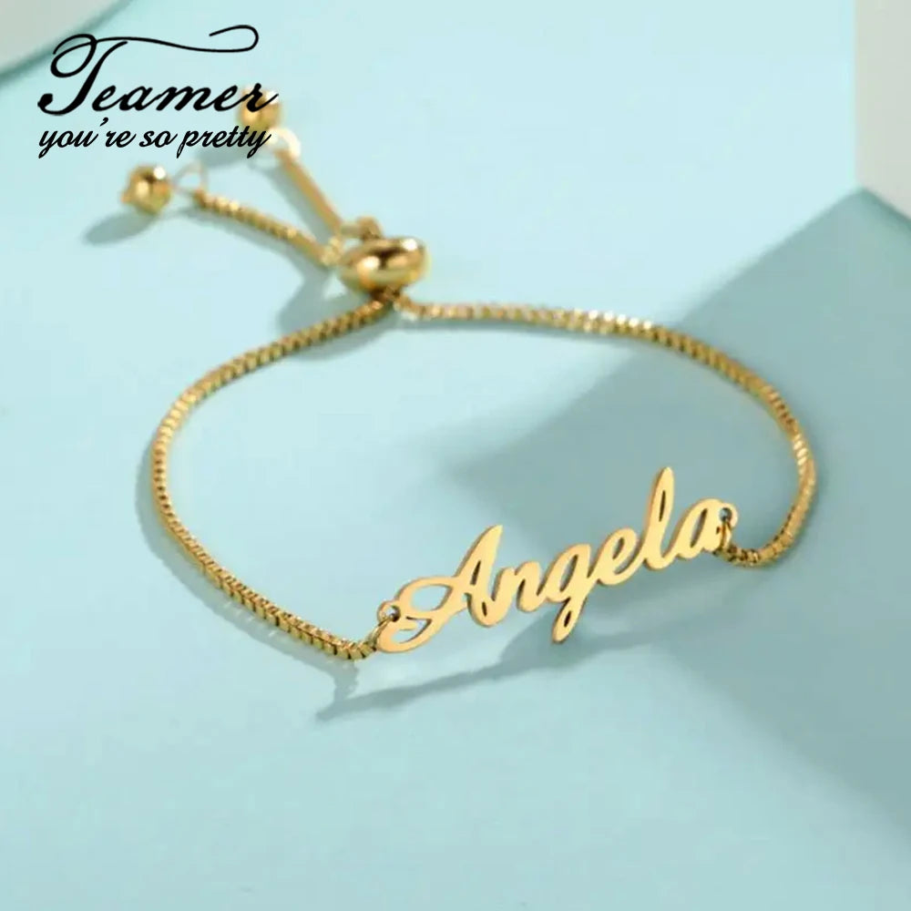 Custom Name Bracelet for Women & Kids - Adjustable Stainless Steel Personalized Jewelry