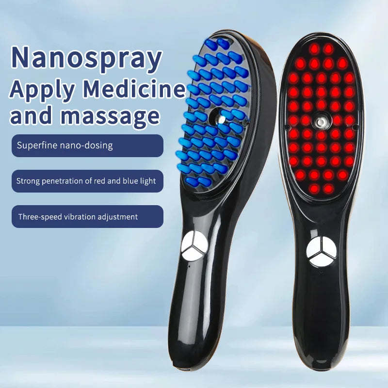 Electric Scalp Massager Comb with Red & Blue Light Therapy – Nano Mist Hair Growth Treatment Brush