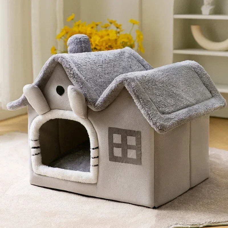 Foldable Winter Pet House – Warm Kennel Bed for Small & Medium Dogs and Cats