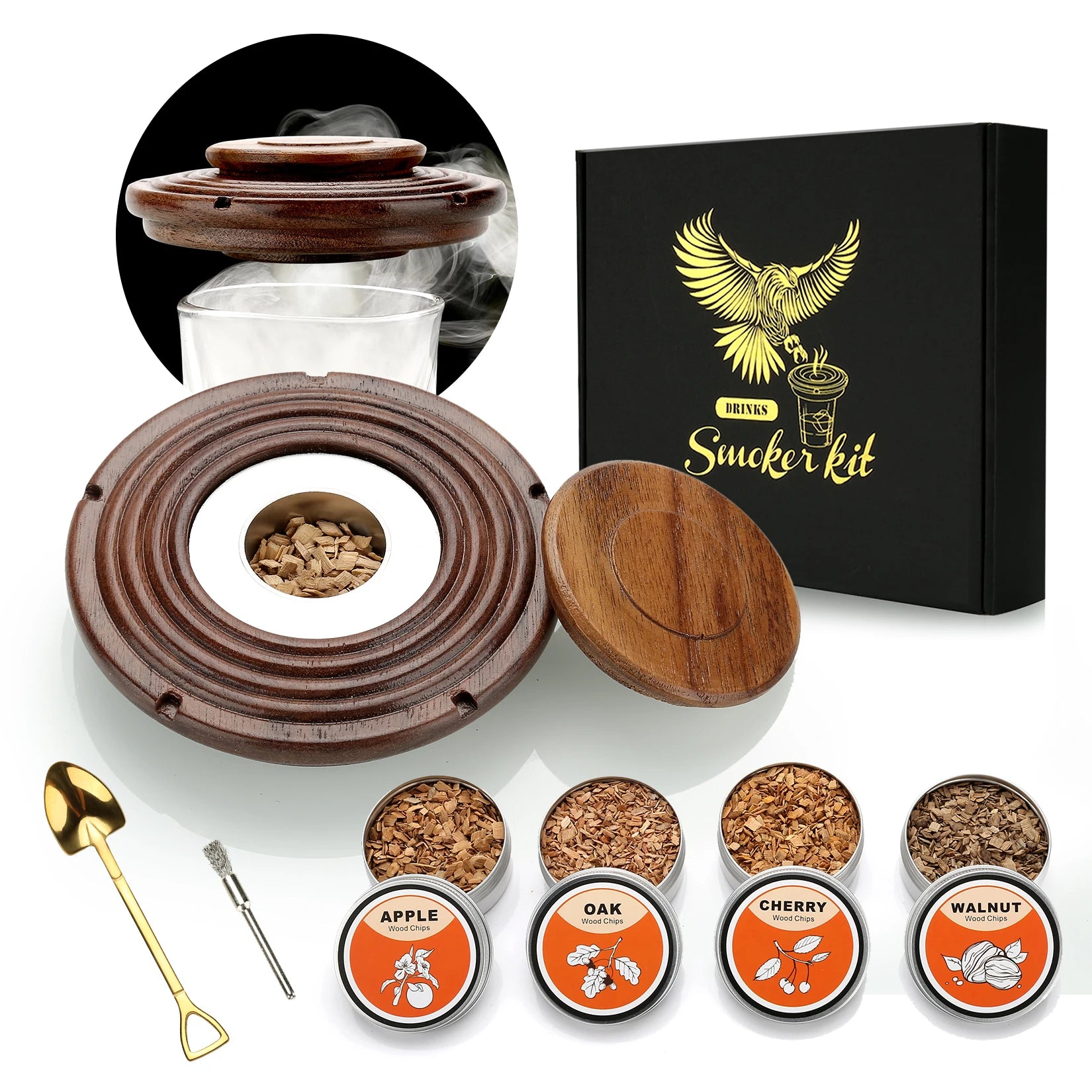 Premium Cocktail Smoker Kit – Whiskey & Bourbon Smoking Set with 4 Wood Flavors