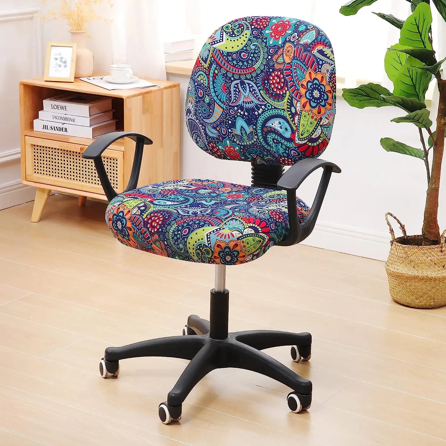 Stretch Office Chair Covers – 2-Piece Printed Seat & Backrest Protector Set