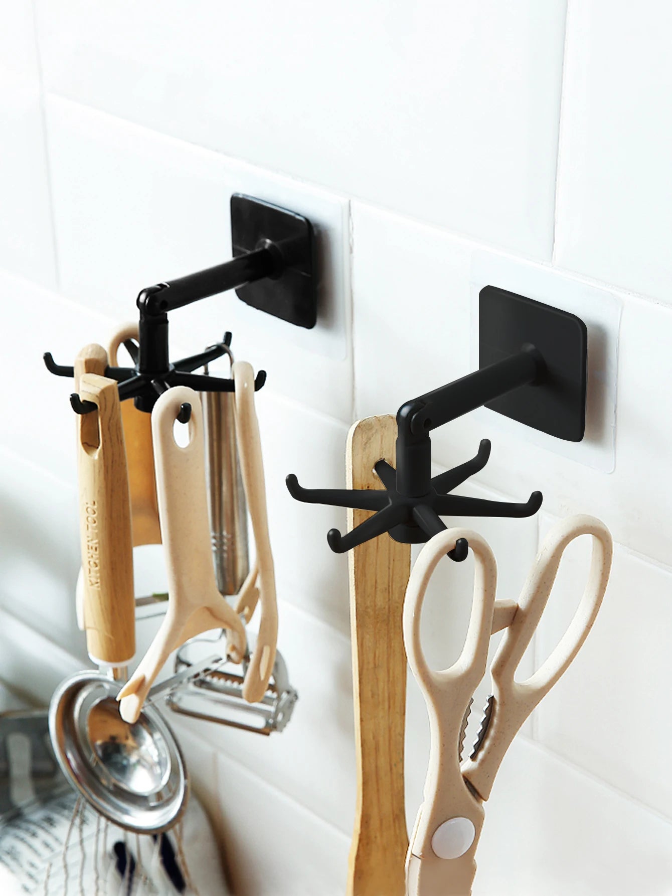 6-Claw Adhesive Hooks - Space-Saving Kitchen & Bathroom Organizer