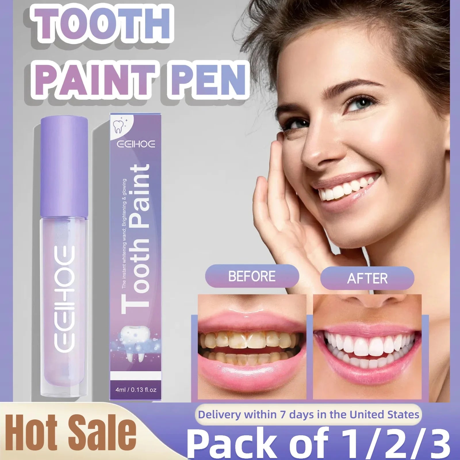 Instant Teeth Whitening Paint Kit - Remove Stains & Brighten Smile in 30 Seconds