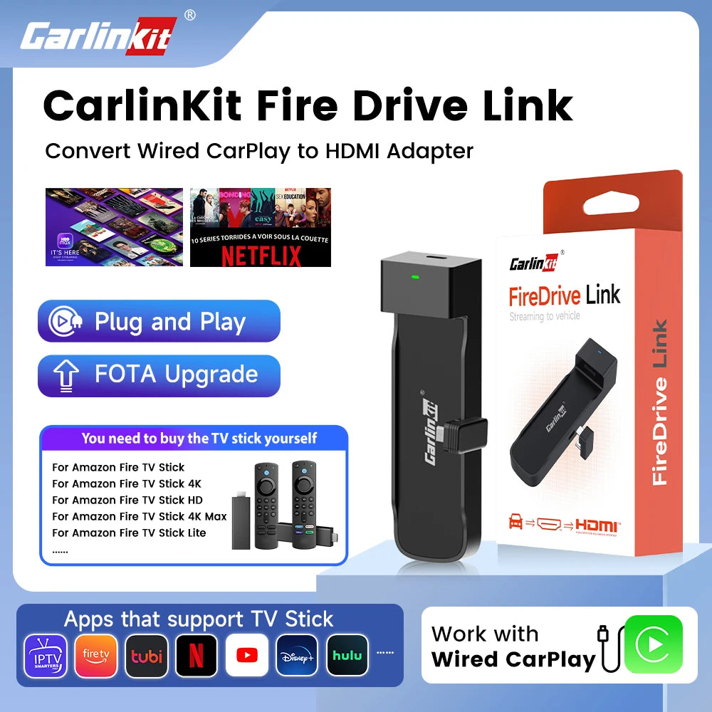 FireDrive HDMI Adapter for CarPlay – Amazon Fire TV Stick to Car Screen