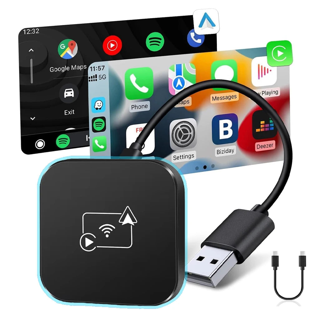 Wireless CarPlay & Android Auto Adapter - Universal Car Dongle for iPhone & Android