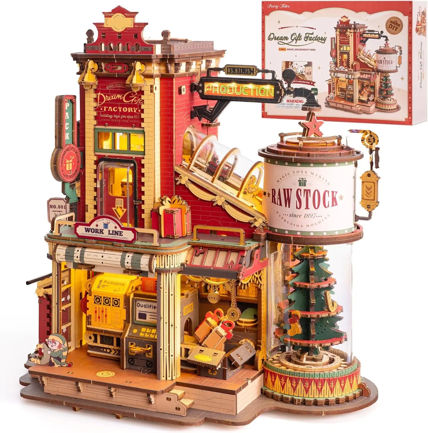 Christmas Dream Gift Factory 3D Wooden Music Box - DIY Puzzle Kit for Adults & Teens