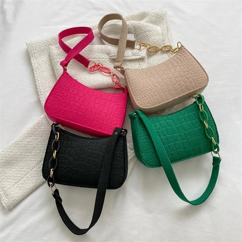 Stylish Square Felt Shoulder & Crossbody Bag for Women – Versatile Handbag for Daily Use