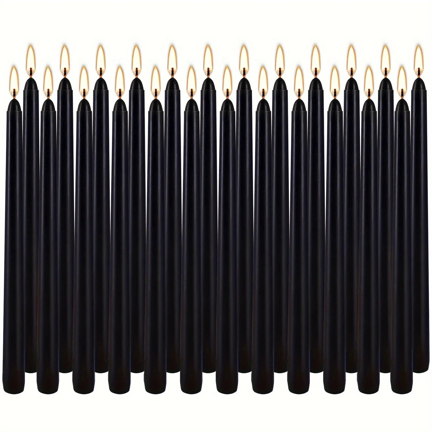 Black Taper Candles – Dripless 10-Inch Unscented Candles for Dinners, Weddings & Events