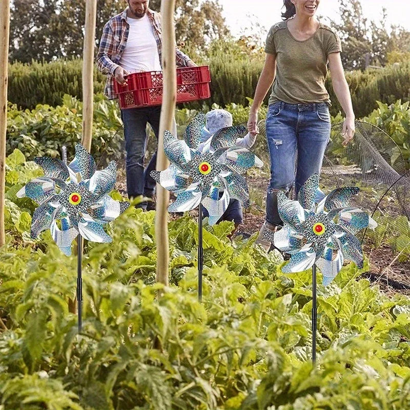 Reflective Bird Repeller Pinwheel – Wind-Powered Garden Spinner for Pest Bird Control