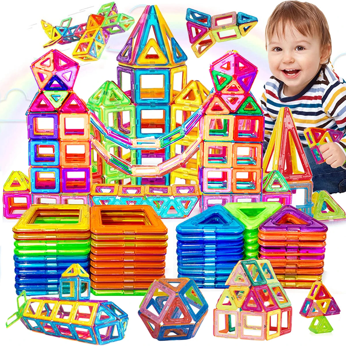 Magnetic Building Blocks Set - Big & Mini Size STEM Toys for Kids Ages 4-12