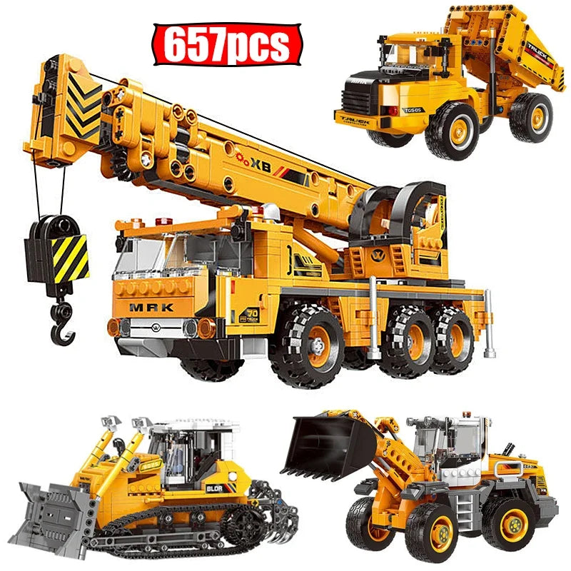 MOC Engineering Wheel Loader Building Kit - DIY Construction Truck Blocks for Kids
