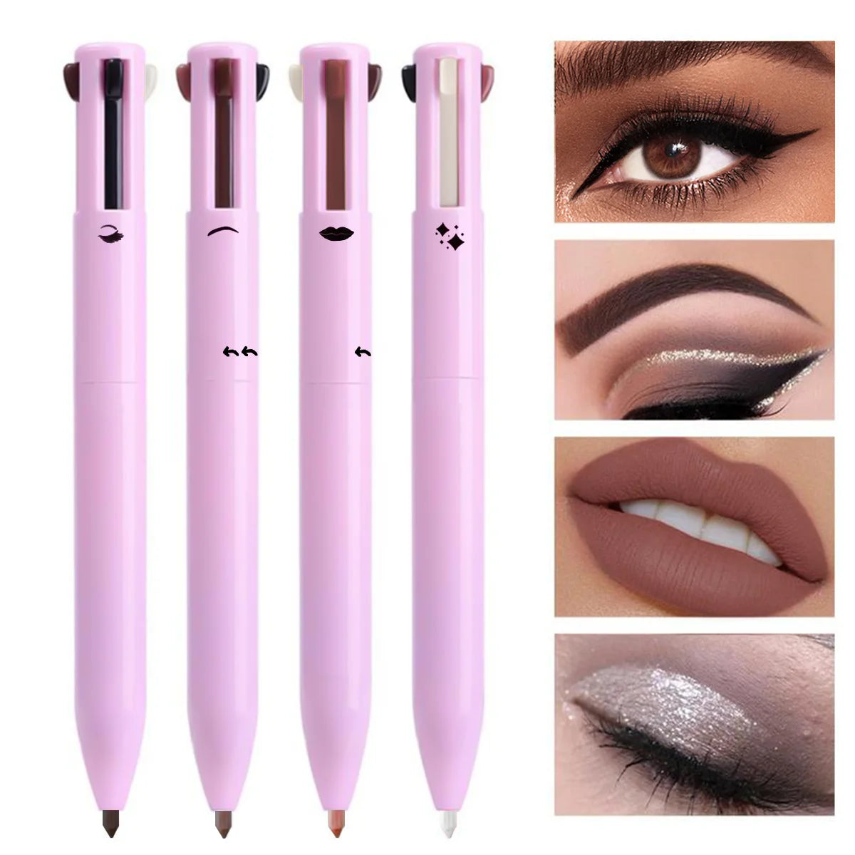 4-in-1 Multifunctional Makeup Pencil Set – Lip Liner, Eyeliner & Eyebrow Pencil