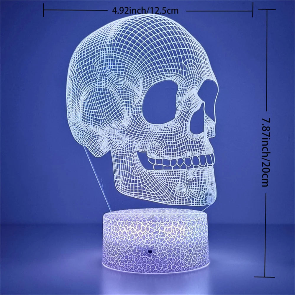3D Illusion LED Night Light – Skull-Themed Touch Lamp for Halloween, Christmas & Birthdays