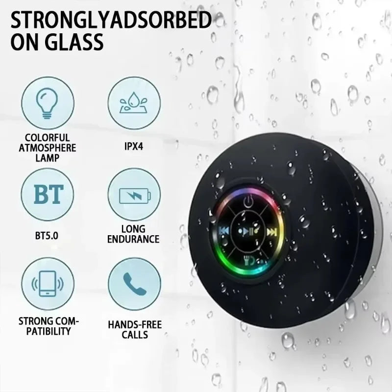 Waterproof Bluetooth Shower Speaker with Suction Cup and Hands-Free Calling
