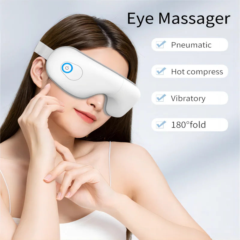 Bluetooth Eye Massager with Heat & Vibration – 5 Mode Therapy for Eye Strain & Sleep Improvement