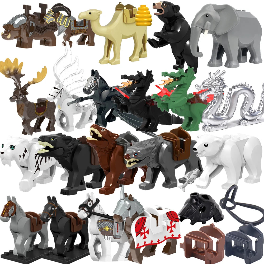 Medieval Knight & Animal Building Block Set - Compatible with Major Brands
