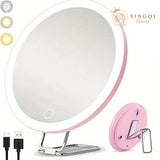 Portable LED Magnifying Mirror with 5X-30X Zoom – Adjustable Light & Foldable Design