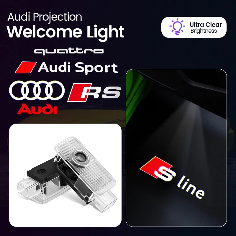 Audi LED Door Projector Lights - Custom Logo Welcome Lights for A1 A3 A4 A5 A6 Q3 Q5 Q7 Models