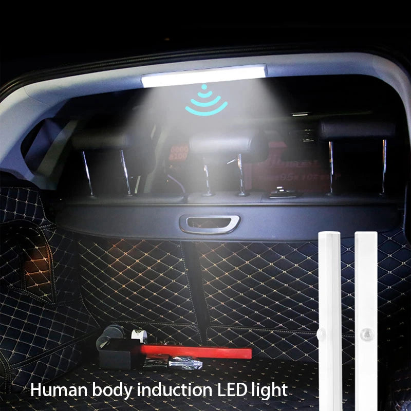 Human Body Induction LED Lamp – Wireless USB Trunk & Interior Reading Light, 3 Modes, Magnetic Mount