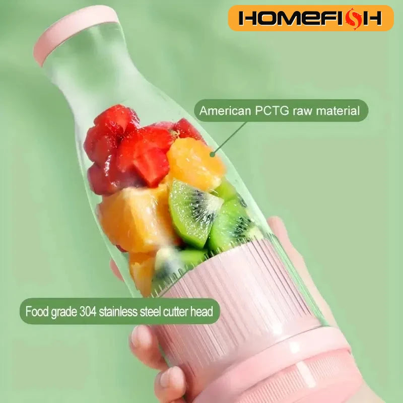 USB Rechargeable Portable Blender - 380ml Personal Smoothie Maker with 6 Stainless Steel Blades