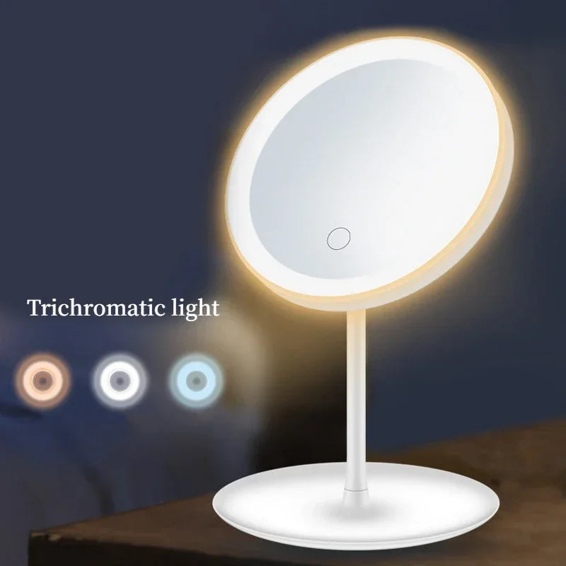 5X Magnifying LED Makeup Mirror – Adjustable Tricolor Light Vanity Mirror with Stand