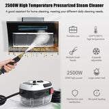 Limpiador a vapor de mano de alta presión: 2500 W de potencia, 6 configuraciones de velocidad y tanque de agua grande