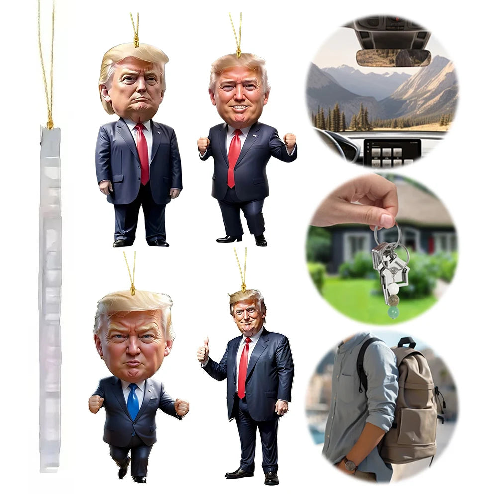 Funny Donald Trump Acrylic Hanging Ornament - Presidential Car Charm & Decor