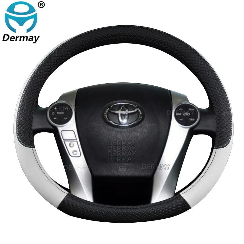 Premium Microfiber Leather Steering Wheel Cover for Toyota Prius - Non-Slip, Durable, Protective