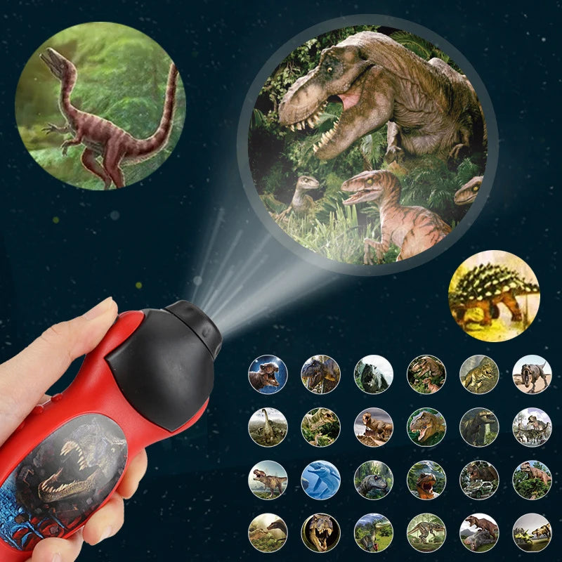Proyector de luz nocturna con forma de dinosaurio y tiburón: linterna divertida y educativa para niños