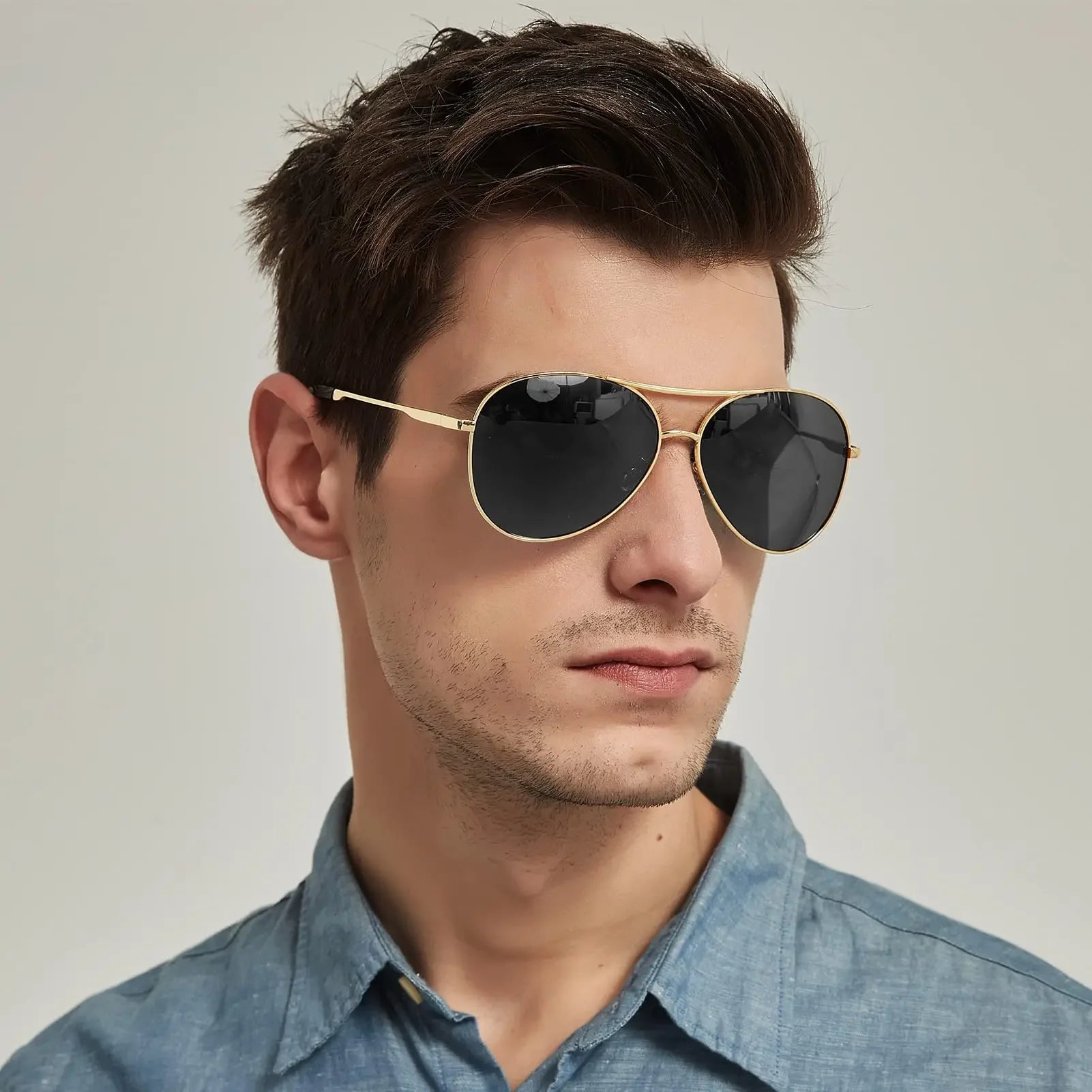 Classic Pilot Sunglasses for Men – Vintage Metal Frame UV400 Driving Shades