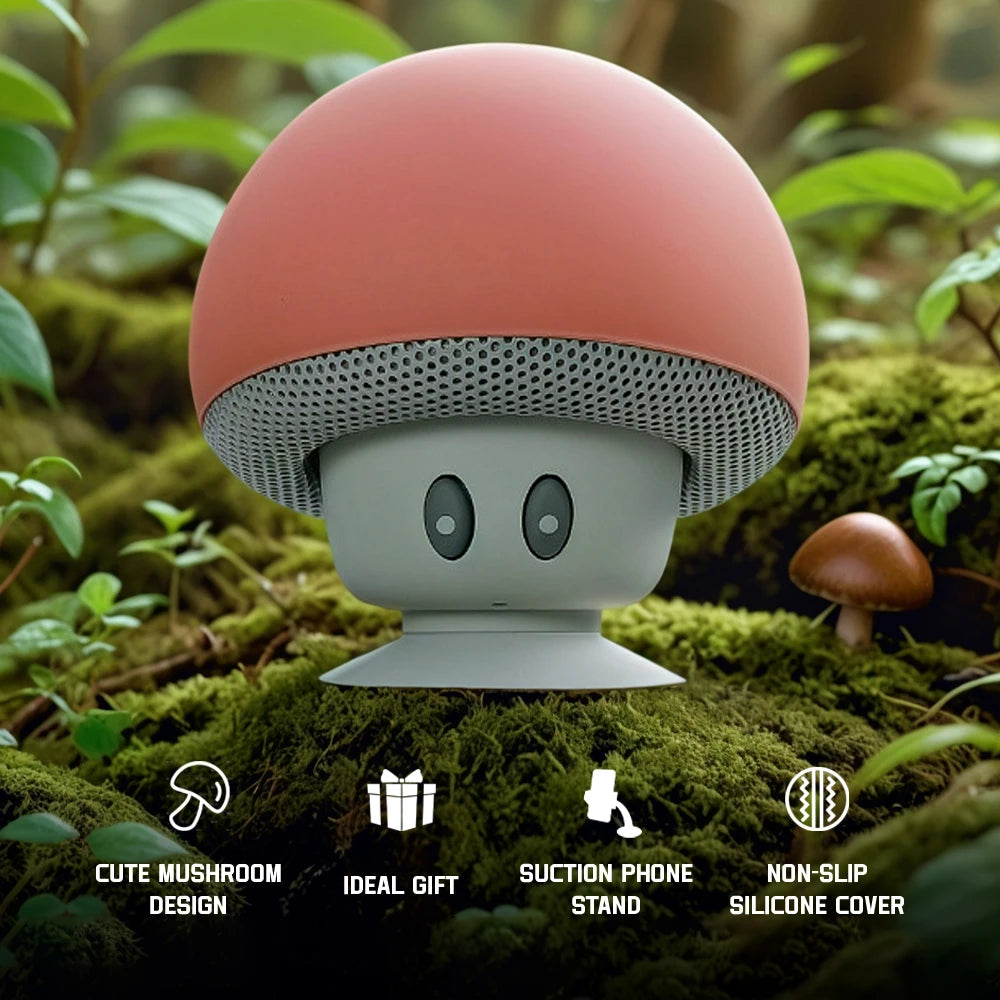 Portable Bluetooth Mushroom Speaker with Suction Cup Phone Stand
